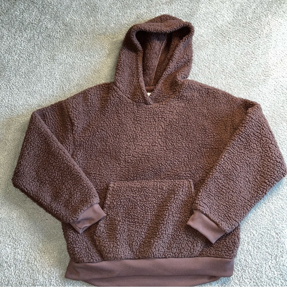 American Eagle Outfitters Brown Sherpa Hoodie size small - Picture 1 of 5